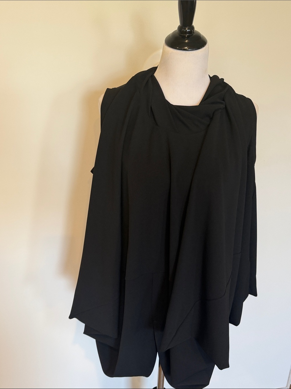 Garcia Draped Black Sleeveless Poncho Top
